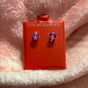 STERLING SILVER 925 ROUND LiIGHT PURPLE
GEMSTONE STUD EARRINGS NEW
